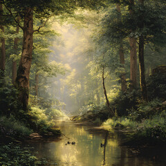 Enchanted Serene Forest: A Symphony of Tranquility and Natural Beauty Amidst Verdant Canopy