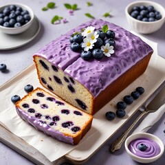  Delicious Blueberry Loaf Cake with Purple Glaze and Fresh Blueberries