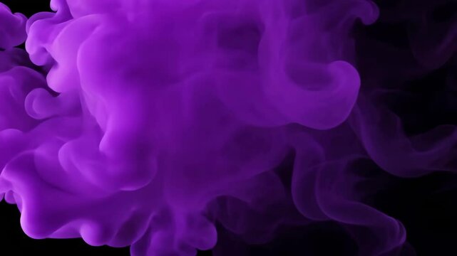 Purple smoke cloud fog dust isolated on black background. Colorful smoke smog misty fog steam explosion special effect. Smoke texture for Compositing, covering, overlay, design elements