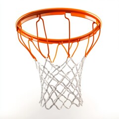 Isolated Basketball Hoop and Net, Studio Shot, White Background