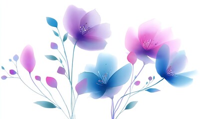 Naklejka premium Ethereal watercolor flowers blooming in pastel shades of serenity invoking a sense of calm and dreamy beauty with a