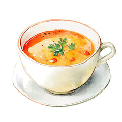 My Watercolor illustration with soup painting isolated on a white background, illustration, AI painting design, vector set, eps format, My illustration design