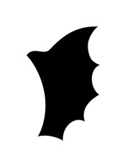 Silhouette of a bat wing against a plain white background.