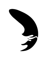 Black silhouette of a stylized human face in profile, with abstract features and smooth curves.