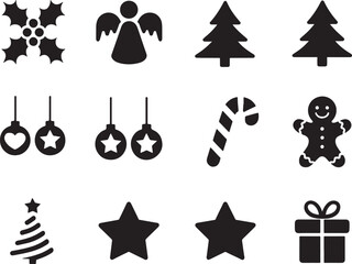 Festive Christmas Holiday Icons a Collection of Traditional Symbols Representing the Holiday Season and its Celebrations in Vector Format