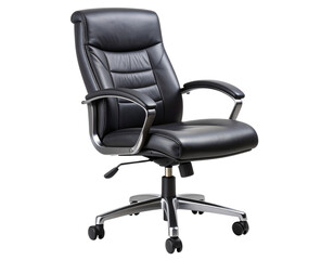 Fototapeta premium Top-Down View of Ergonomic Office Chair with Adjustable Armrest in Minimalist Office Setting, Isolated on Transparent Background”