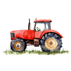 My Watercolor illustration with tractor painting isolated on a white background, illustration, AI painting design, vector set, eps format, My illustration design