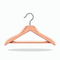 A single wooden clothes hanger isolated against a white background.