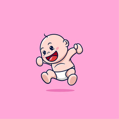 cute baby jumping cartoon