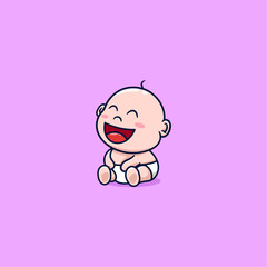 cute baby laughing, cartoon