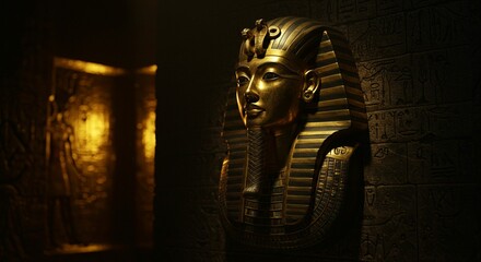 Golden pharaoh mask close up