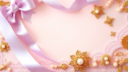 abstract background with flowers and ribbon