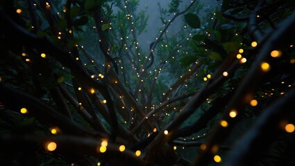 Twinkling Lights on Dark Branches fairy lights tree
