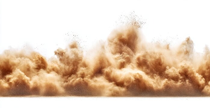 Isolated sandstorm clouds, desert explosion, white background, natural disaster - Powered by Adobe