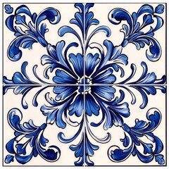 Fototapeta premium Exquisite Mediterranean Style Ceramic Tiles with Floral Designs