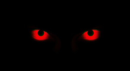 Glowing Red Eyes in the Dark