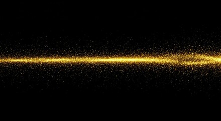 Gold particles trail on black background