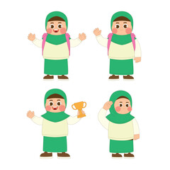 Cute Girl Student Cartoon Character Icon Illustration