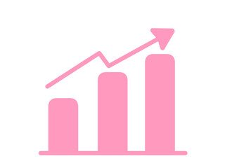 シンプル上昇グラフアイコン（ピンク）