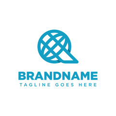 Letter Q Globe Technology Logo, symbolizing global connectivity, innovation, and modern technology