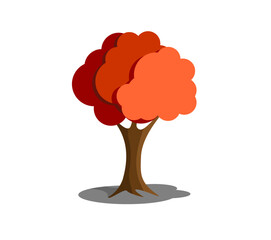 Isolated autumn tree on white background