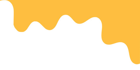 flowing melted caramel on white background. honey illustration. colorful wavy liquid corner. melting slime design element. abstract honey dripping pattern. dripping yellow paint.