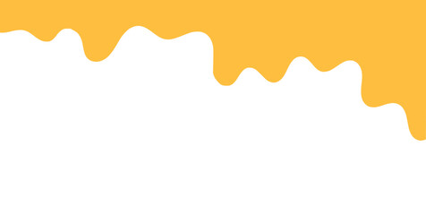 flowing melted caramel on white background. honey illustration. colorful wavy liquid corner. melting slime design element. abstract honey dripping pattern. dripping yellow paint.