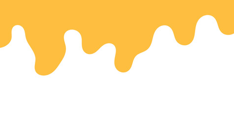 flowing melted caramel on white background. honey illustration. colorful wavy liquid corner. melting slime design element. abstract honey dripping pattern. dripping yellow paint.
