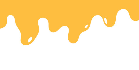 flowing melted caramel on white background. honey illustration. colorful wavy liquid corner. melting slime design element. abstract honey dripping pattern. dripping yellow paint.
