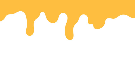 flowing melted caramel on white background. honey illustration. colorful wavy liquid corner. melting slime design element. abstract honey dripping pattern. dripping yellow paint.
