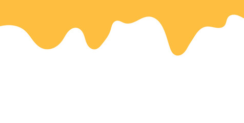 flowing melted caramel on white background. honey illustration. colorful wavy liquid corner. melting slime design element. abstract honey dripping pattern. dripping yellow paint.