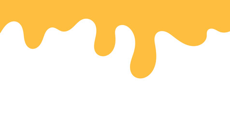 flowing melted caramel on white background. honey illustration. colorful wavy liquid corner. melting slime design element. abstract honey dripping pattern. dripping yellow paint.