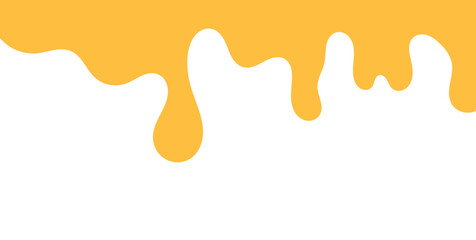flowing melted caramel on white background. honey illustration. colorful wavy liquid corner. melting slime design element. abstract honey dripping pattern. dripping yellow paint.