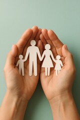 Family Unity Symbol Hands Holding Paper Cutout Minimalist Design Soft Colors Concept of Love and Support