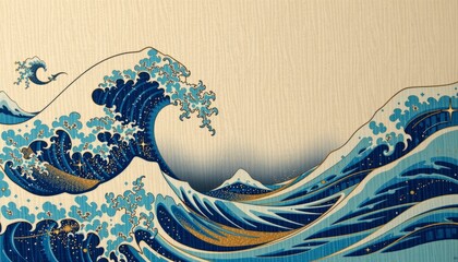 Serene Blue Ocean Waves with Intricate Textures and Patterns