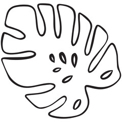 Monstera leaf hand drawn vector outline doodle icon. Vector sketch illustration of oak leaf for print, web, mobile and infographics isolated on white background.