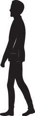 Silhouette of a man walking, side profile, minimalist style, confident mood, vector illustration.