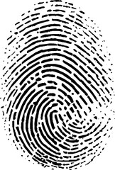 Single black fingerprint - simple monochrome image. 