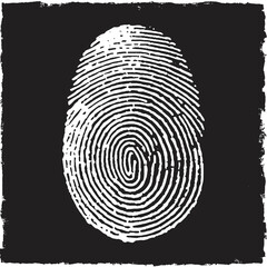 Fingerprint ID white silhouettes stock illustration