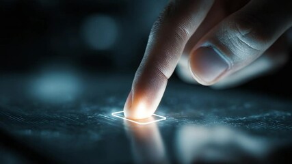 Futuristic technology interface with a touch of a finger, activating new digital era - Powered by Adobe