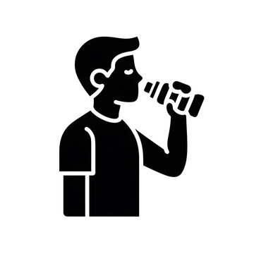 Person drinking from water bottle
