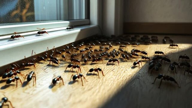 Ants on windowsill