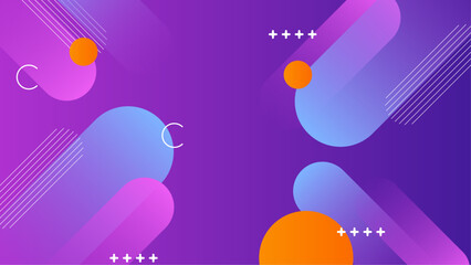 Abstract purple background with orange and blue shapes, suitable for modern design projects, web banners, social media graphics, and presentations.