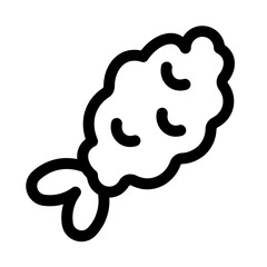 fried shrimp icon with line style, perfect for user interface projects