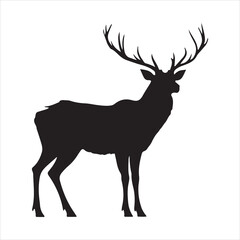 Obraz premium silhouette of deer, deer, animal, vector, silhouette, mammal, nature, illustration, reindeer, antler, wild, wildlife, stag, antelope, christmas, cartoon, horn, elk, goat, horns, antlers, cute, hunting