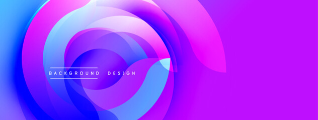Abstract vibrant design features swirling layers. Blue, purple hues create dynamic visual effect. Modern background element.