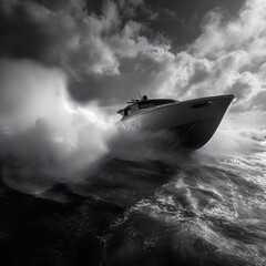 Dynamic Torpedo Boat Navigating Rough Seas: A Blend of Marine Engineering and Nature's Power