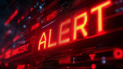 Urgent digital alert background with red glowing text and futuristic tech visuals - Powered by Adobe