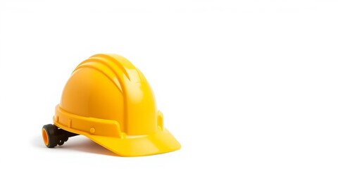 Yellow hard hat, safety helmet, construction equipment, isolated on white background,  safety icon,  personal protective equipment