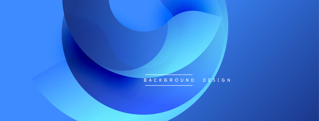 Abstract blue design features flowing shapes, gradients. Modern background ideal for digital projects, presentations. Smooth curves create dynamic visual effect.